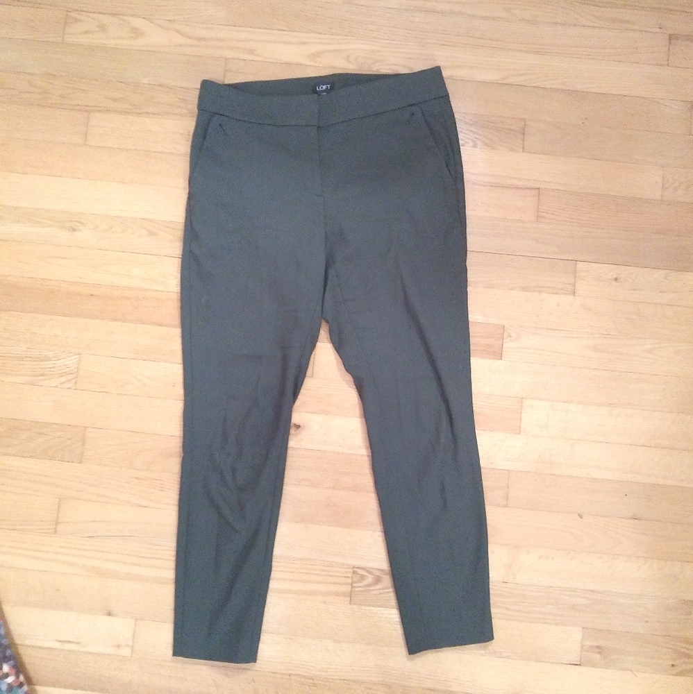 "Julie" curvy Loft slacks, olive green